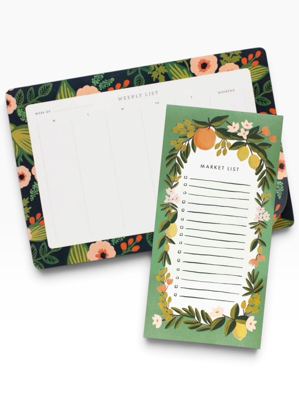 Rifle Paper Co. Weekly Jardin Desk Pad Planner & Market List Notepad Set, gift
